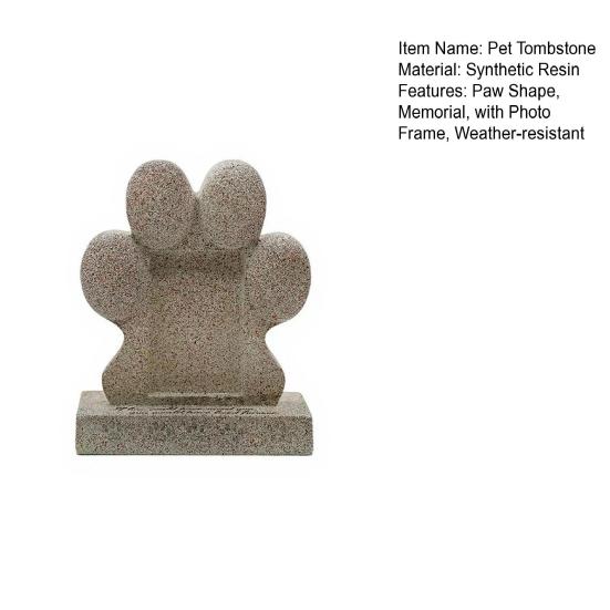 Imitation Stone Pet Tombstone with Paw Print Photo Frame Weather-Resistant Resin Memorial Stone for Dogs And Cats Engraved Base for Custom Pet