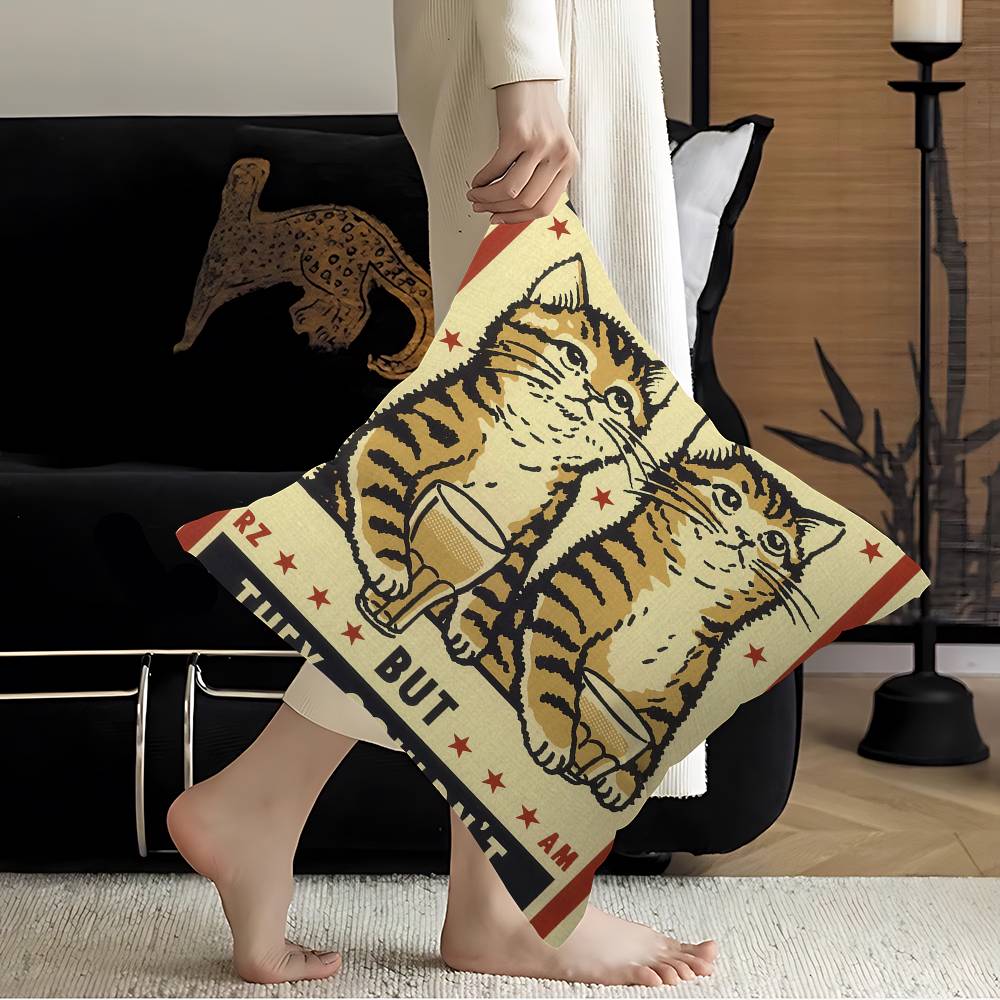 

Everybody Cheers Drunk Dinner Pet Cat Pillow Cover Sofa Cushion Cover Home Room Decoration Children Gift 30x30 cm