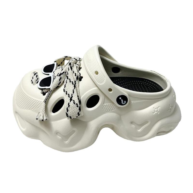 Fashion Black White Chunky Platform Sandals Woman Fashion Diy Thick Sole Clogs for Women Summer Non Slip Beach Sandals Eva Garden Shoes