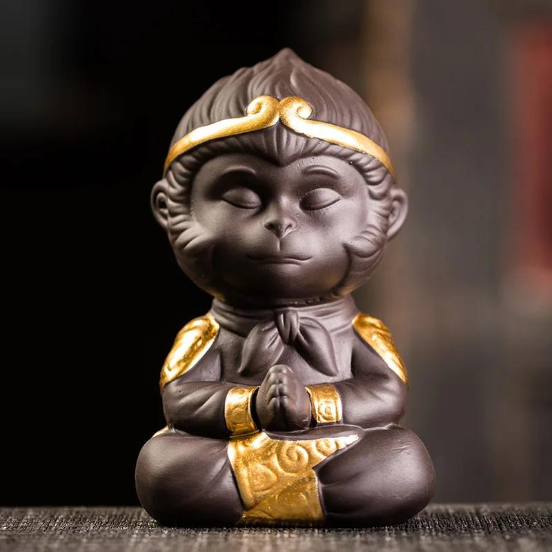 The Monkey King Quest for The Sutra Tea Pet Decoration Supportable Yixing Clay Tea Carve Tea Pet Monkey King Tea Accessories