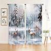 2pcs Christmas Tree Snowflake Curtain, Christmas Gift and Ball Curtain For Living Room, Kitchen, Bedroom, Hotel,Home Decor