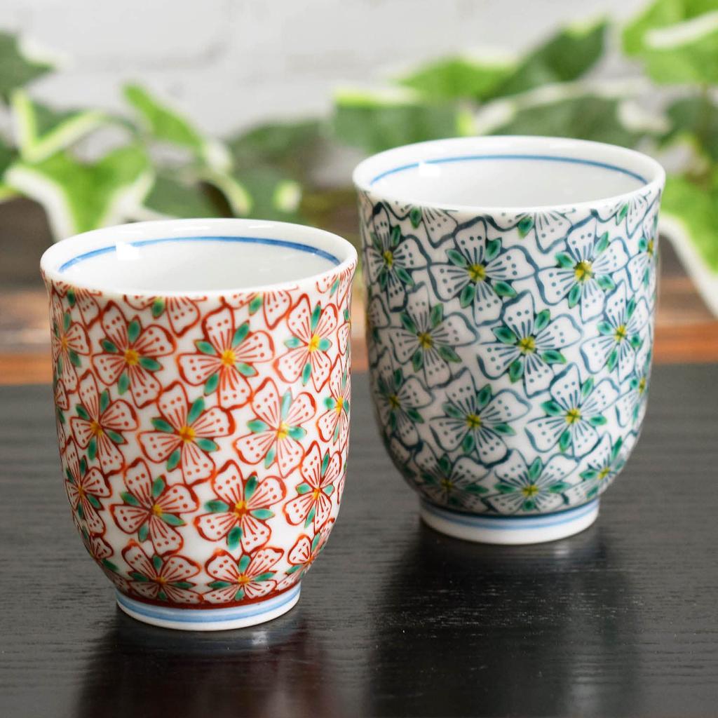 Couple Tea Bowl Tea Cup Pair Tableware Set Kutani Ware Flower Crest Ceramic Tea Bowl Brand Japanese Tableware Made In Japan