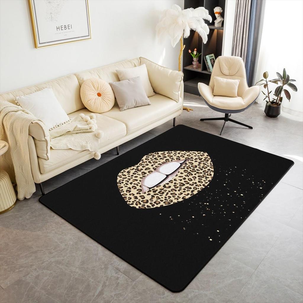 Erosebridal Lucky 8 Ball Area Rugs for Living Room 3x5 Leopard Print Cherry Non Slip Rug Trendy Cheetah Decorative Washable Rug Modern Funky