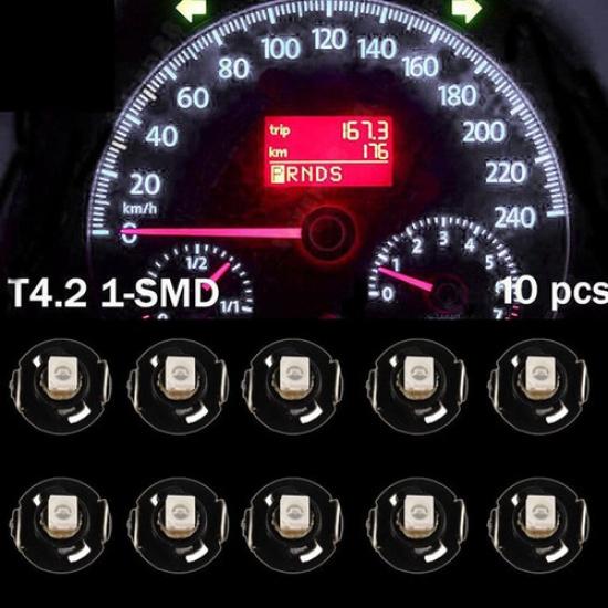 10x White T4 T4.2 Neo Wedge 1-SMD LED Cluster Instrument Dash Climate Bulbs