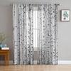 Birch Tree Forest Plant Green Chiffon Sheer Curtains For Living Room Bedroom Home Decoration Window Voiles Tulle Curtain