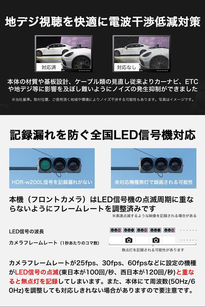 Higashi Drive Recorder with Front and Rear Cameras Megapixels Front and 2 Megapixels Full HD Integrated Parking Noise LED Signal Wide Japanese