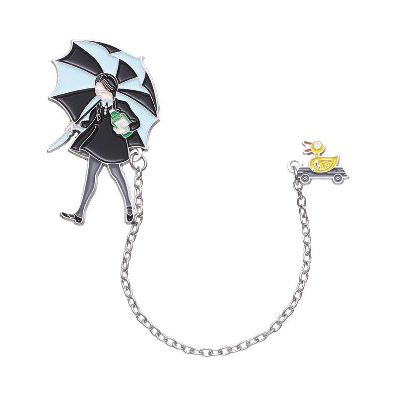 Umbrella Adorable Girl Brooch With Vibrant Colors For Fashionable Metal Lovers Pin