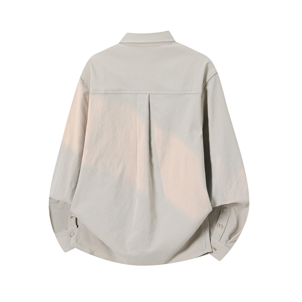 Men's Long Sleeve Button Down Shirt - Lightweight Soft Fabric, Contrast Pocket Detail, Loose Fit Casual Shirt for Streetwear and Daily Wear