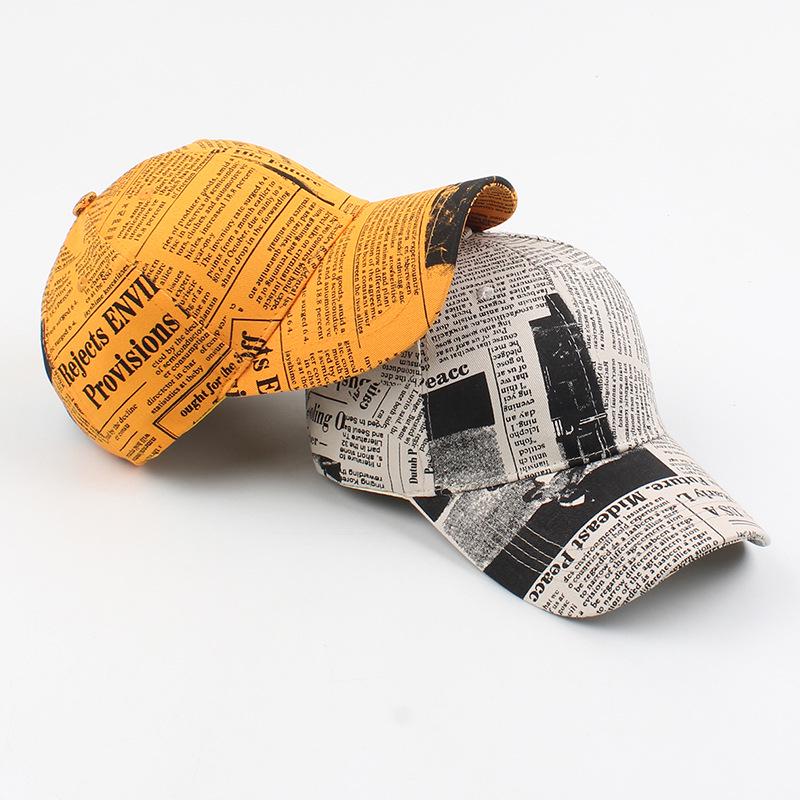 Gorra con diseño de periódico Unisex, gorra de béisbol informal con estampado de grafiti, sombreros ajustables para mujeres y hombres, gorro de Hip Hop callejero