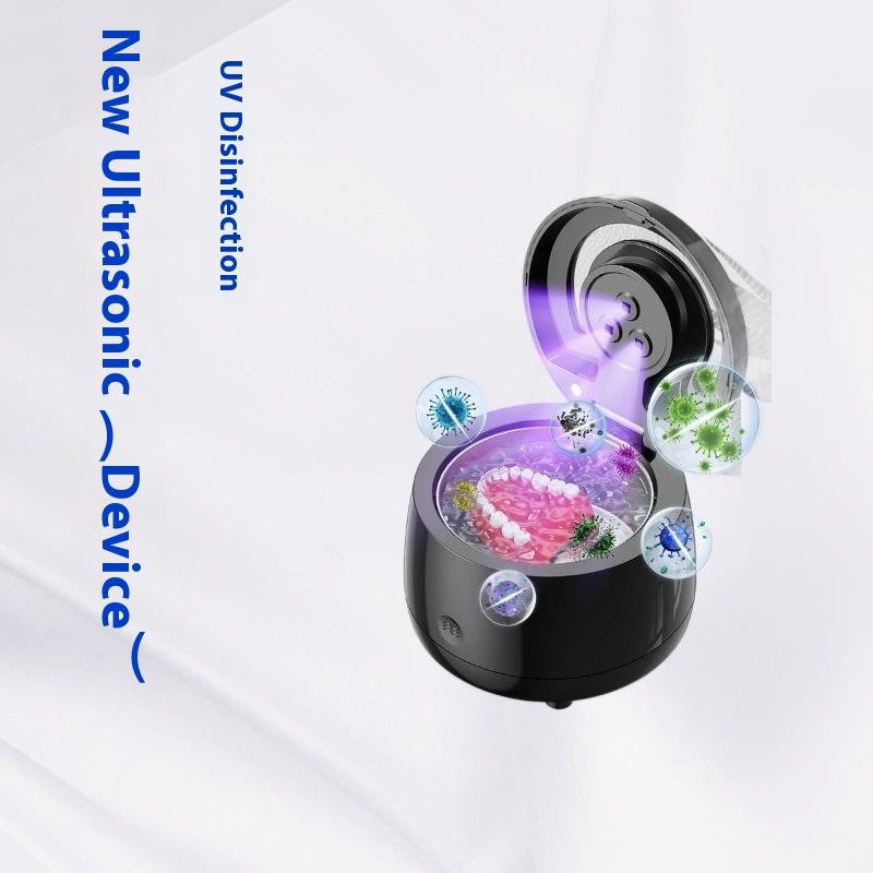 Teeth Aligner Ultrasonic Cleaner, UV Ultraviolet Electric Toothbrush Cleaner, Small Portable Denture Cleaning machine43000HZ