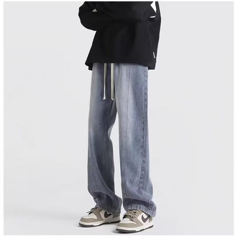 

Мужские ретро джинсы на резинке с кулиской - Оверсайз, свободного кроя, прямые широкие штанины 3XL