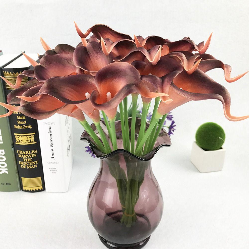 10Pcs Artificial Flowers Artificial Calla Lily Bouquet Lifelike Fake Calla Lily  Home Decoration