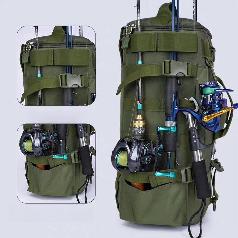 Multifunctional Fishing Tackle Backpack Waterproof Outdoor Bag with Rod Holders Durable Design For Camping Hiking Trave
