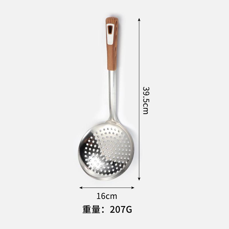 4size Thickened Stainless Steel Long Handle Ladle Strainer Oil Skimmer Food Strainer Sieve with Hanging Hole Design Cooking Tool