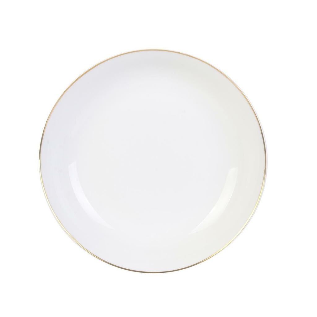 Pearl Gold Deep Porcelain Plate 21 White