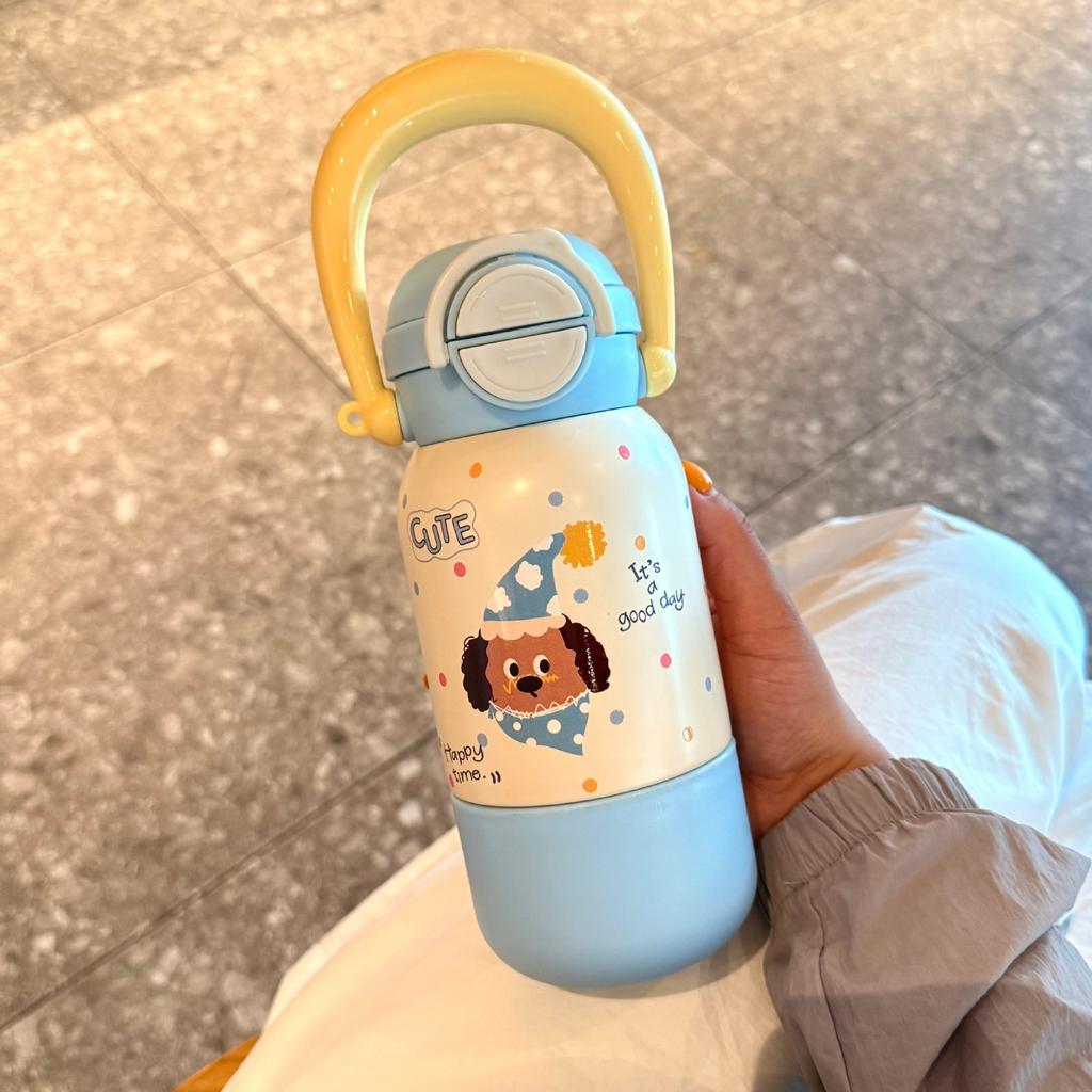 Water Bottleins Wind High Value Three Drinks Carrying Pot Thermos Cup Straw Cup Cartoon Children with Handle Cute Water Cup