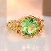 Vintage Inlaid Green CZ Flower Women's Ring Sparkling Gold Color Hand Carving Daily Wear Party Jewelry Anniversary Gift