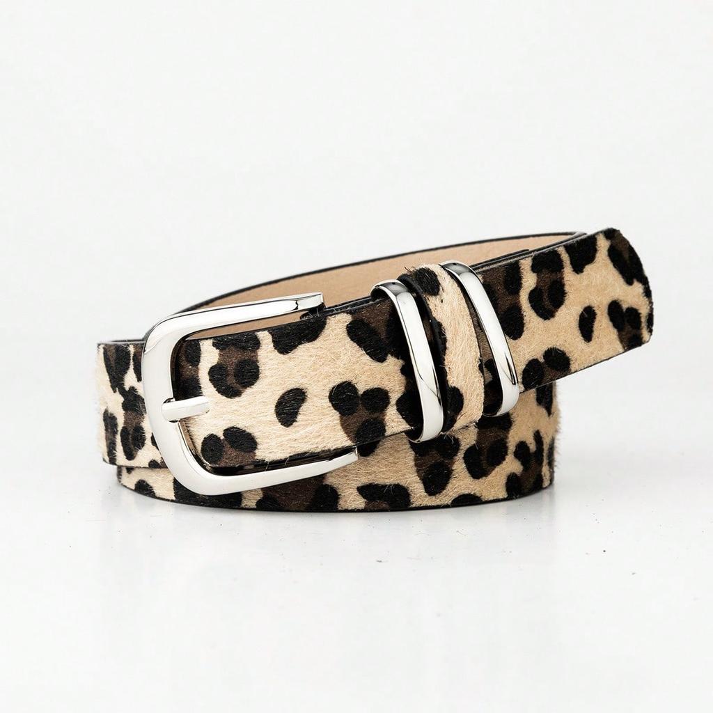 New Leopard Print Snake Print Women's Belt Pin Buckle European and American Versatile Jeans Niche Belt Women