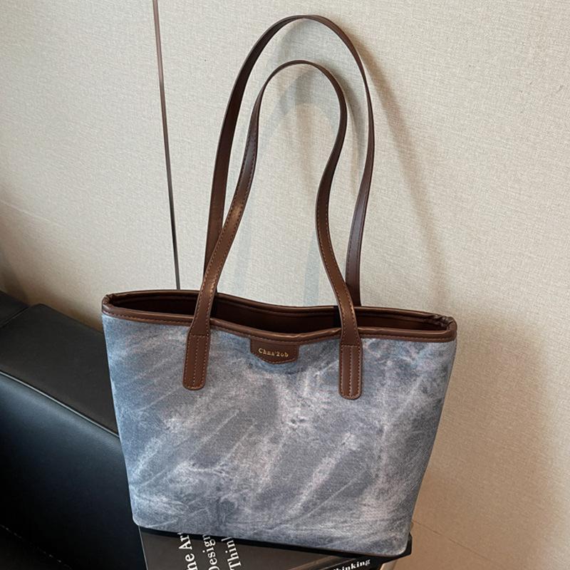 Retro Stor kapacitet Toteväska, Casual och Trendig Toteväska, Enkel Enaxlad Axelväska