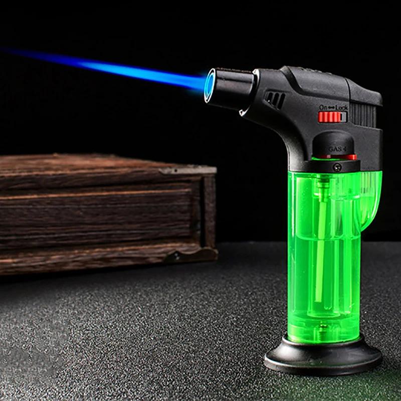 Transparent Body Design High Jet Flame Butane Gas Refillable Adjustable Butane Jet Torch Lighter Flame Ignition Tool