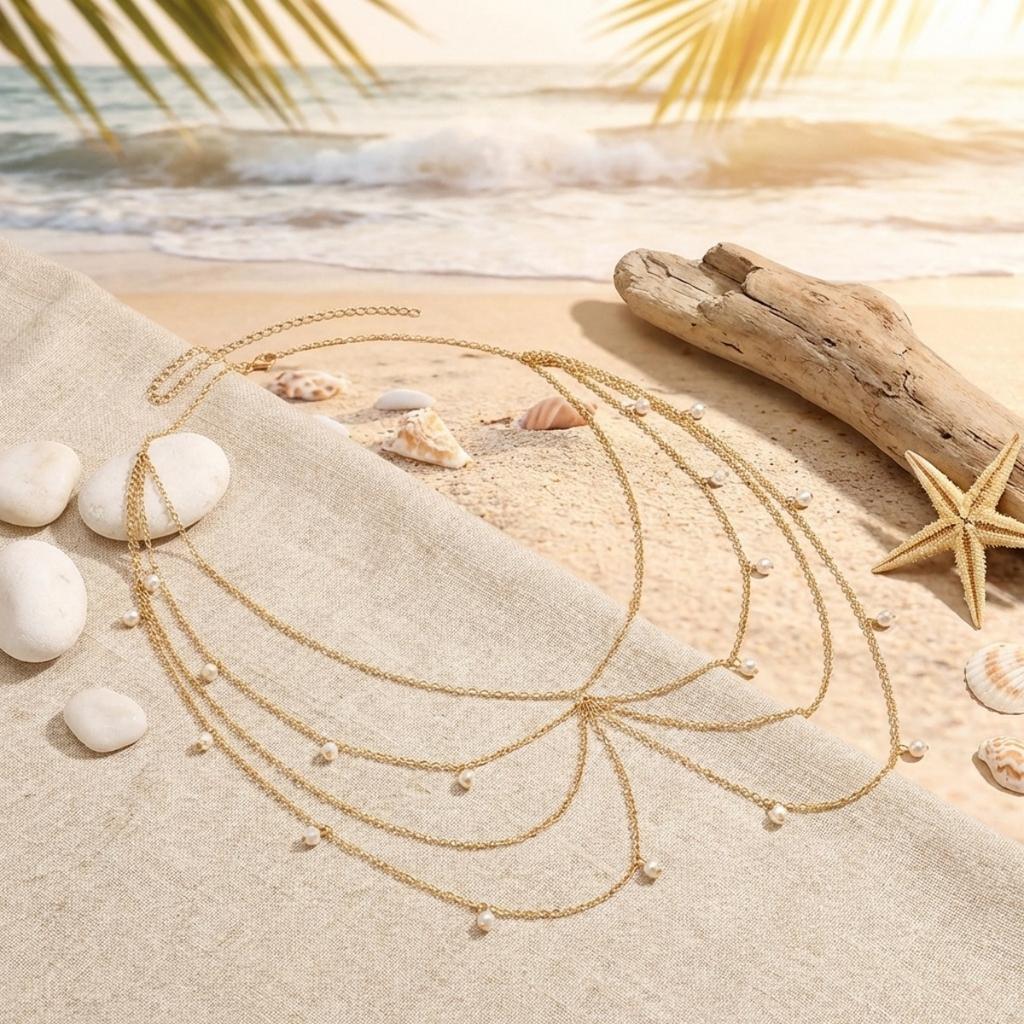 Creative Multilayer Imitation Pearl Tassel Waist Chain For Women Men Fashion Sexy Bikini Summer Beach Belly Chain Body Jewelry