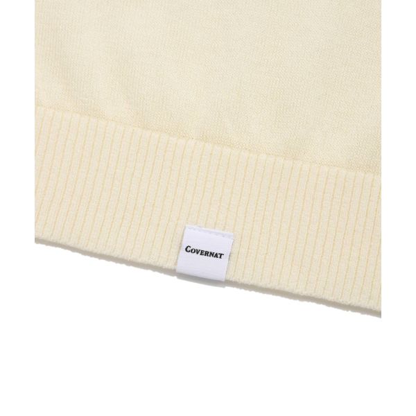 Covernat Ss24 Logo V-Neck Button Cardigan Long Sleeve Drop Shoulder Knitwear Men cardigans Ivory CO2402KT08IV