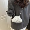 Flower Single Shoulder Bag Drawstring Crossbody Bag Sweet Makeup Bag  Ladies