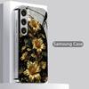 Metal Floral Pattern 2D Phone Case for Samsung S26 S25 S24 S23 S22 S21 S20 A56 A36 A16 - Electroplated Glass Protective Cover