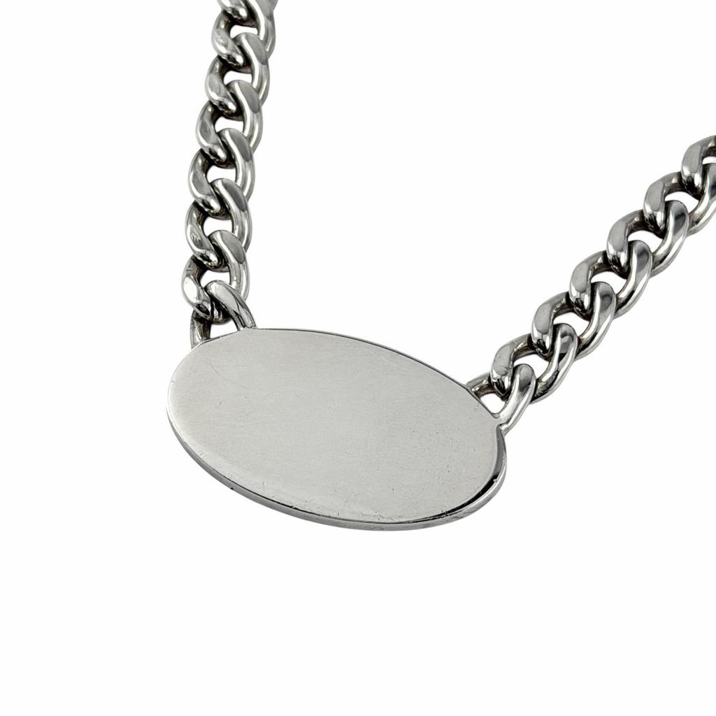 Very Good GUCCI Necklace Trademark Oval Plate Chain Silver AG925 Mens 797142 Used