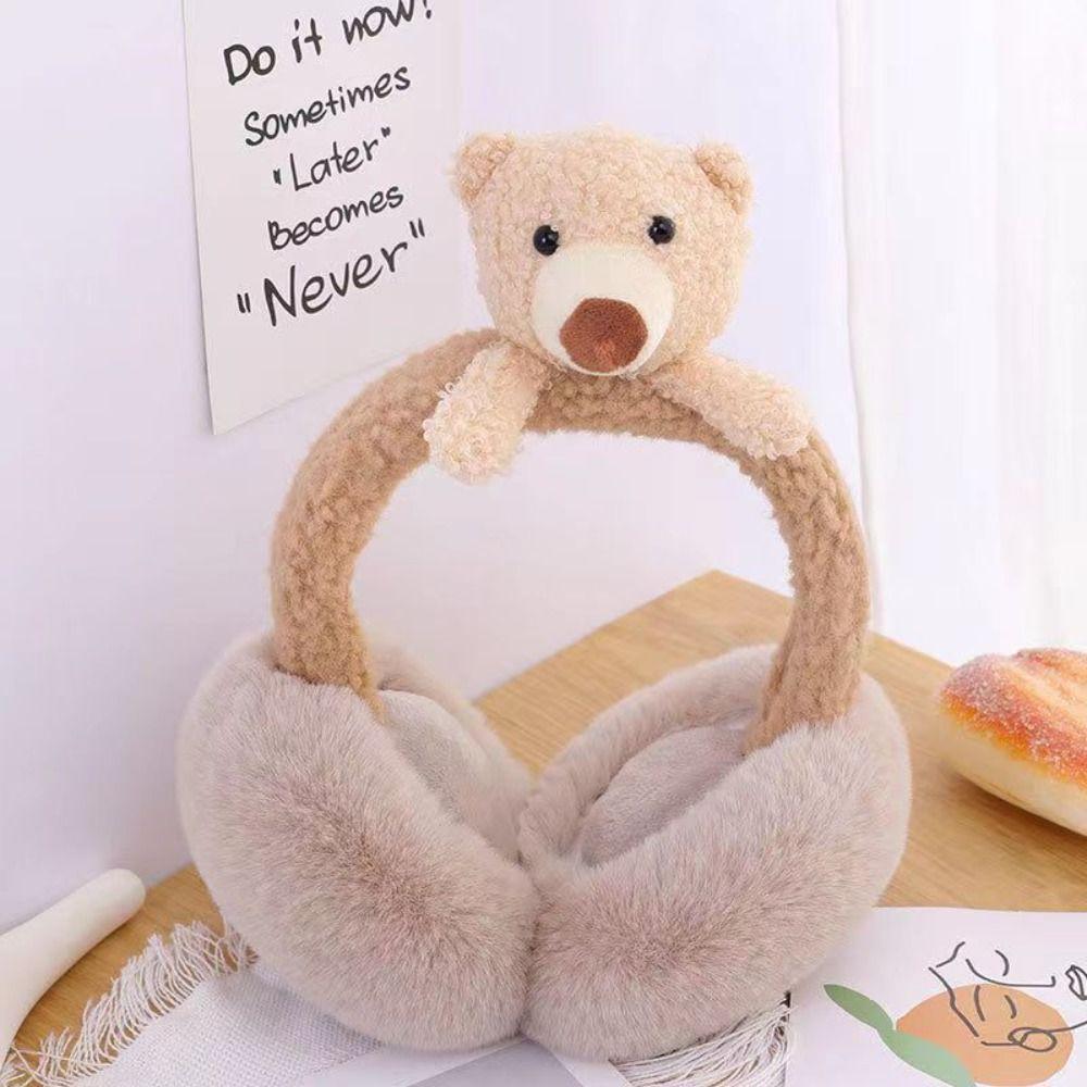 Soft For Children Stuffed Funny Unisex Female Ear Flap Bear Shape Earwarmer Cute Cartoon Earmuff