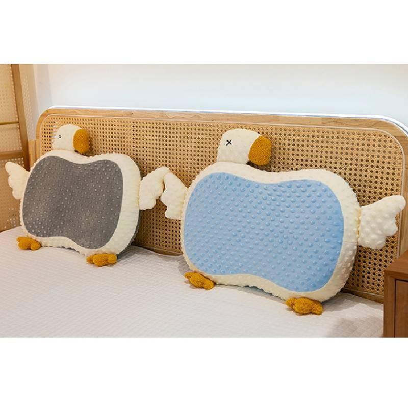 Adorable Summer Ice Silk Plush Goose Pillow Soft Support Cushion For Kids And Office