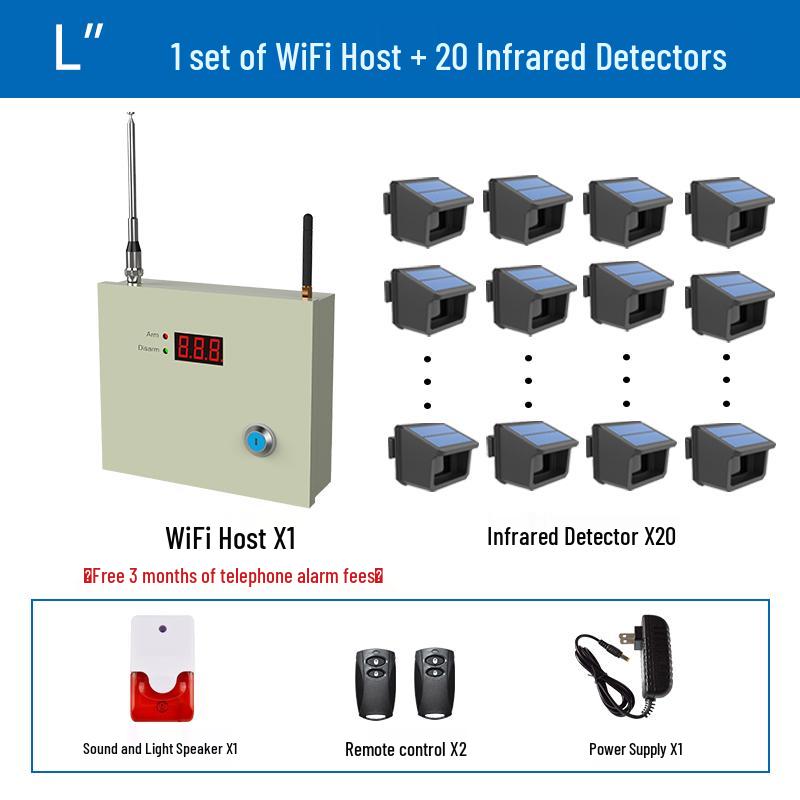 Black Iron Solar Wireless Anti-Theft Infrared Security Alarm for Fish Ponds and Orchards