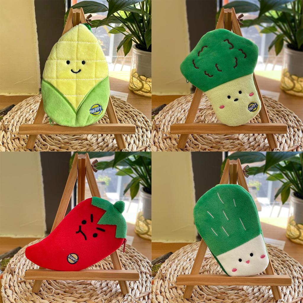 Plush Vegetable Shape Coin Purse With Data Cable Organizer For Kids And Teens