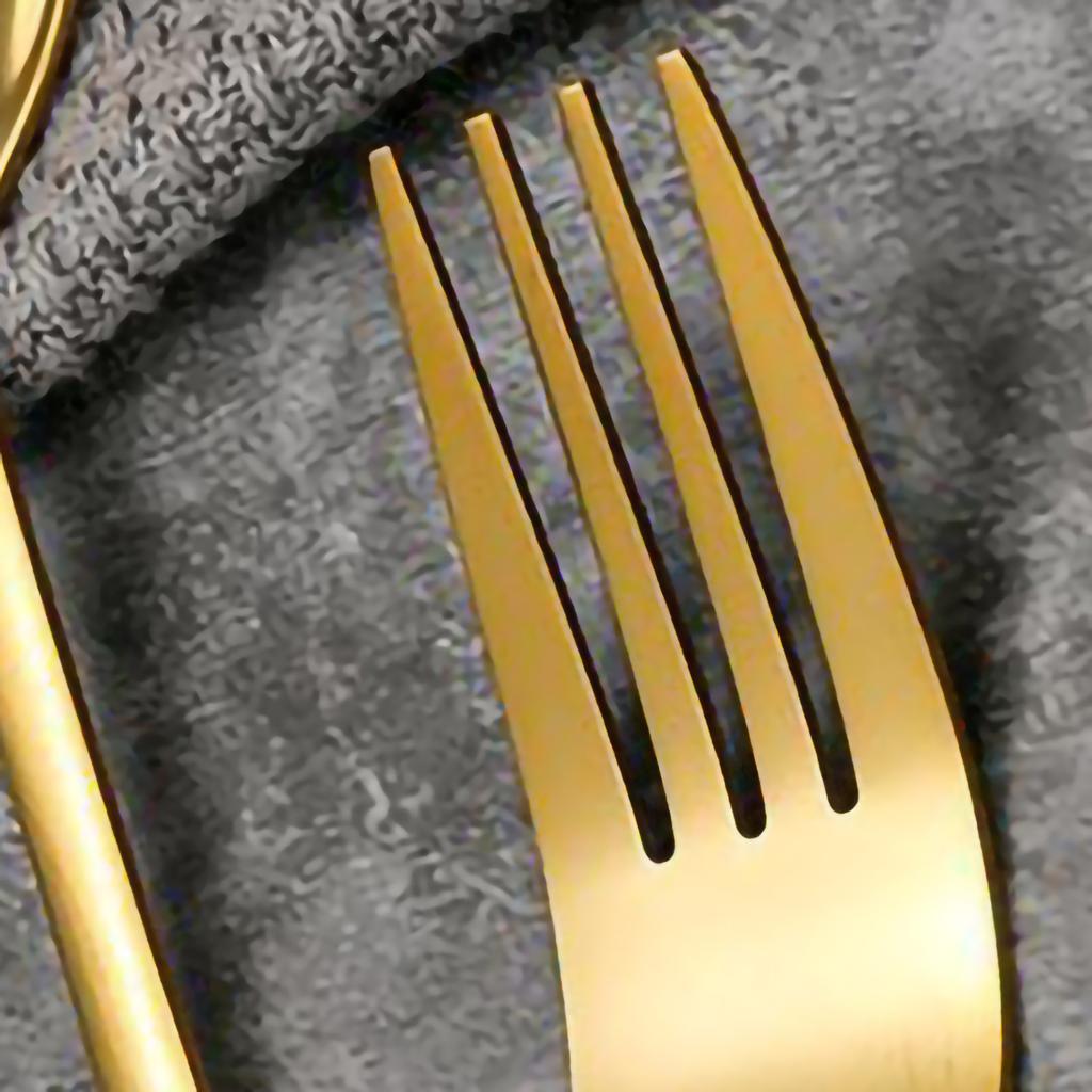 Besteckset Tragbar Edelstahl Steakmesser Gabel Löffel Geschirr Verdicktes Geschirrset Goldene Gabel