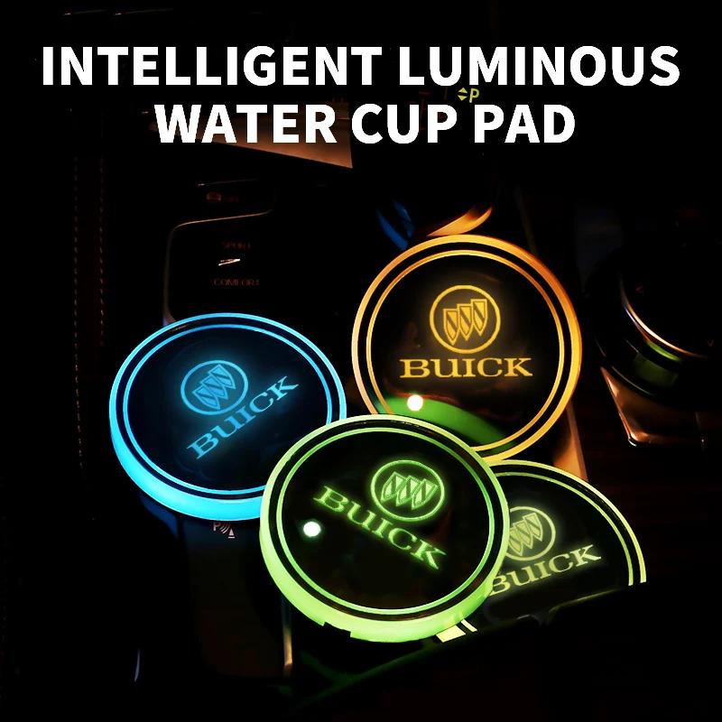 1/2Pcs 7 Color LED Car Cup Holder Light Luminous Coaster Water Cup Pad For Buick Envision LaCrosse 2017-2019 ENCORE Accessories AVX1