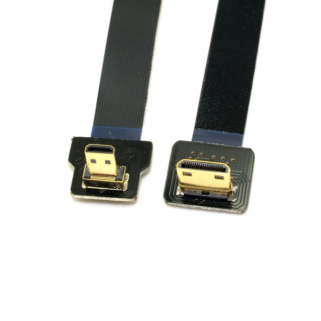 Cablecc 90 Degree Downward Facing FPV Micro HDMI Male To Mini HDMI FPC Flat for GoPro Multicopter Aerial Photography Cable, 50cm,