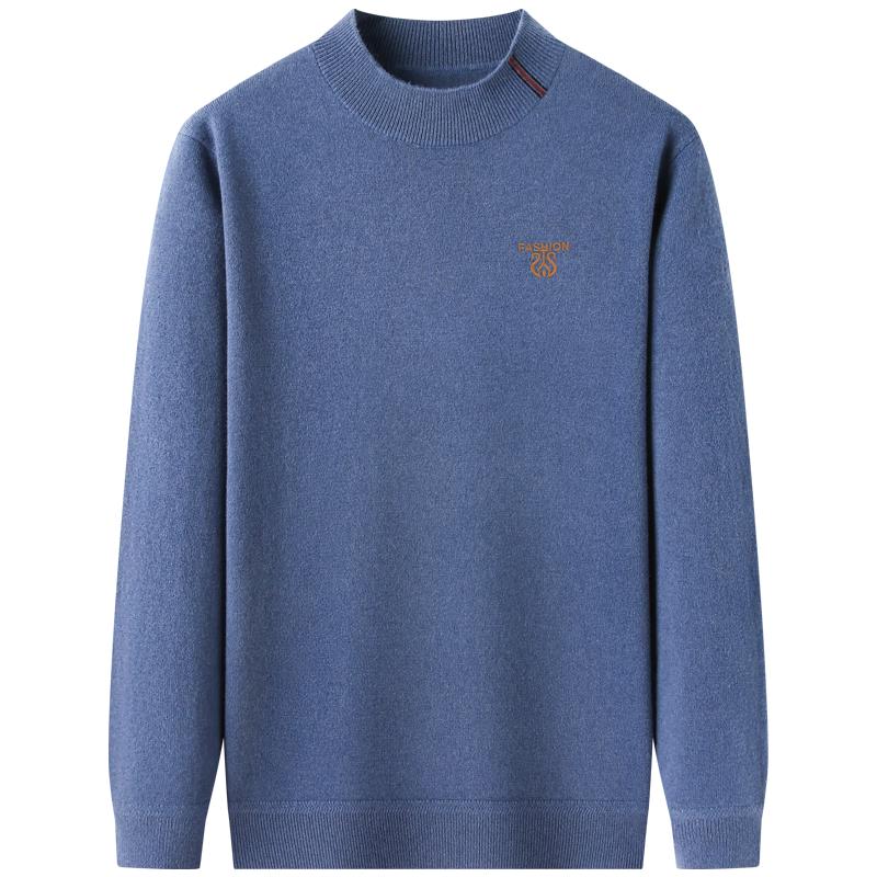 ROMON Men's 100% Pure Wool Round Neck Pullover Sweater