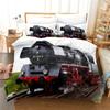 Copripiumino Treno Misura Matrimoniale Set Biancheria da Letto Locomotiva a Vapore per Ragazzi Microfibra 3D Veicoli Ferroviari Copripiumino per Decorazione Camera Bambini Adolescenti