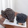 Retro polka dot soft brim octagonal hat girls autumn and winter literary versatile newsboy hat showing face little painter hat