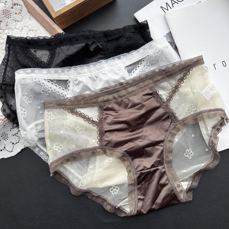 Ladies Spring and Summer Senior Feeling In The Waist Mesh Ice Silk Hollow Sexy Underwear