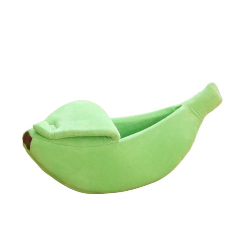 Banana-Shaped Easy-Clean Semi-Closed Pet Bed with Blanket for Cats and Dogs, All-Season