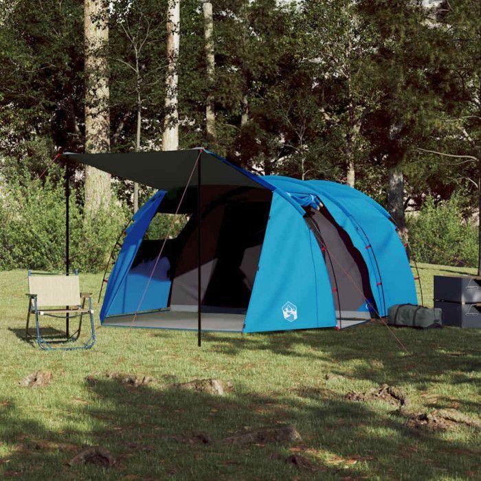 VidaXL Tunnel Camping Tent 4 Personnes, Shade Tent with Carry Bag, Camping Awning, Garden Shelter, Blue 94398