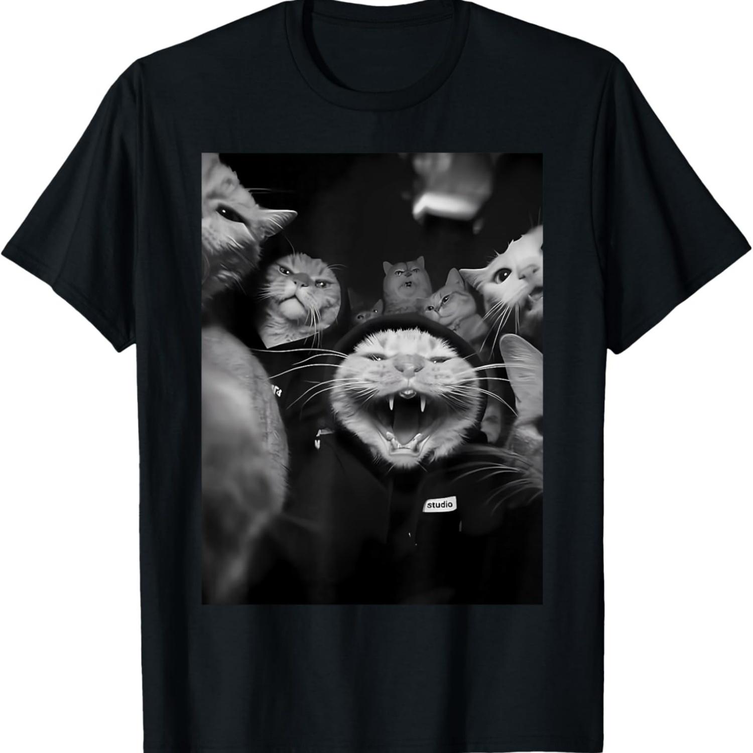 Funny Gangster Cats Street Vintage Cat Gang Meme Hip Hop T-Shirt S