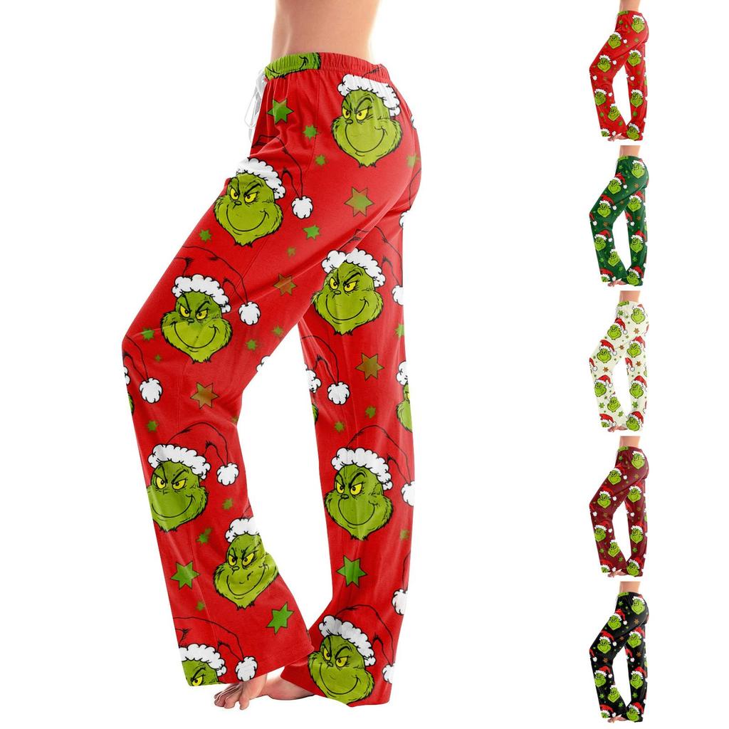 Women's Christmas Character Print Pants Casual Sleep Pants Without Pockets