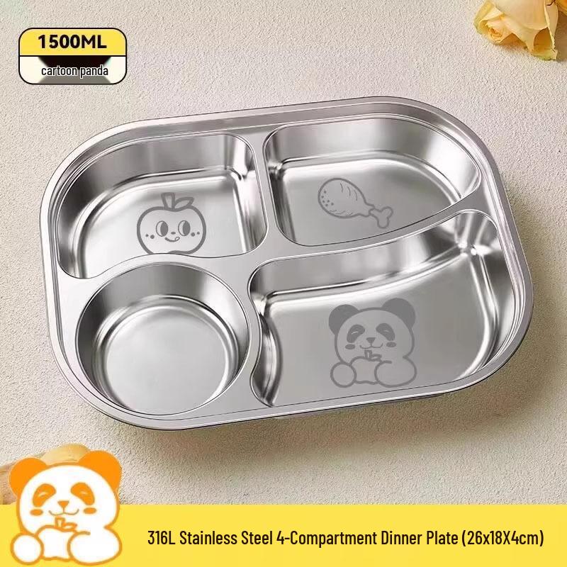 JingJingRS 316 Stainless Steel 4-Compartment Kids Plate