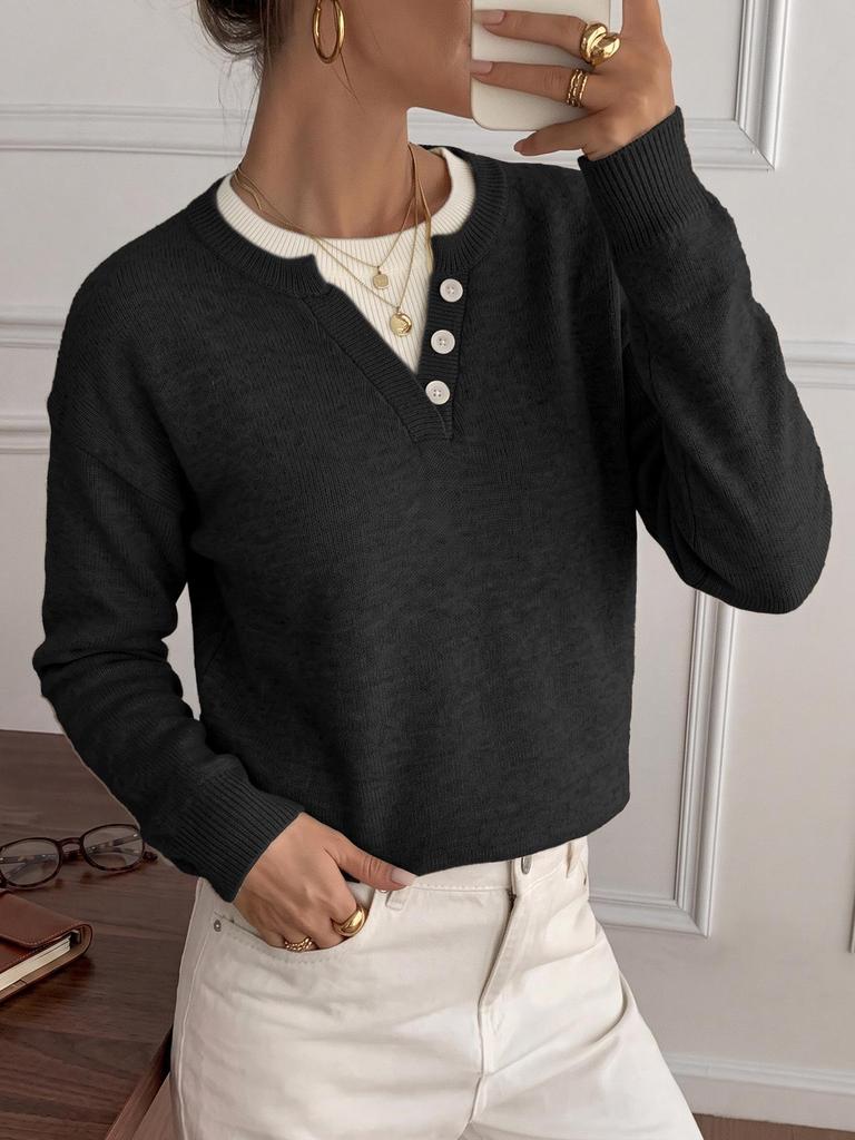 TikTok 2026 Autumn/Winter Gentle Knitwear: Loose Double-Layer V-Neck Two-Piece Sweater for Women