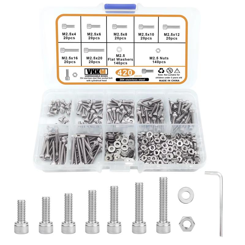

420 шт., комбинация из шестигранных винтов и гаек из нержавеющей стали, винт с чашеобразной головкой и внутренним шестигранным ключом