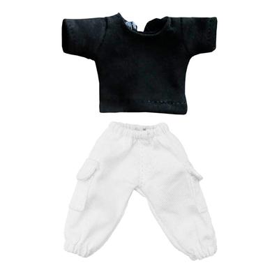 Niannyyhouse OB11 Size Obitsu Doll 11cm Body Pants Plain Doll BJD Doll Clothes T-Shirt + 2-Piece Set, T-Shirt, Clothes, Overalls, 1/12 (Black + White)