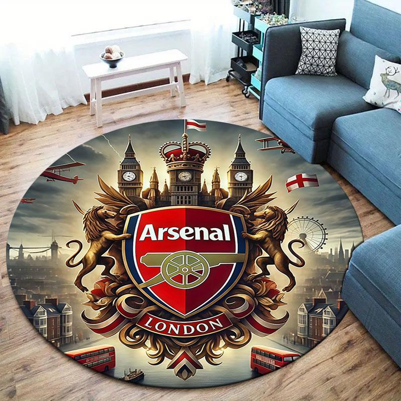 Arsenal F Round Area Rug,Carpet Rug for Living Room Bedroom Sofa Playroom Decor,Non-slip Floor Mat