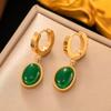 Elegant Colorfast Titanium Steel Jewelry Set: Five Emerald Flat Snake Chain with Earrings, Bracelet, and Necklace
